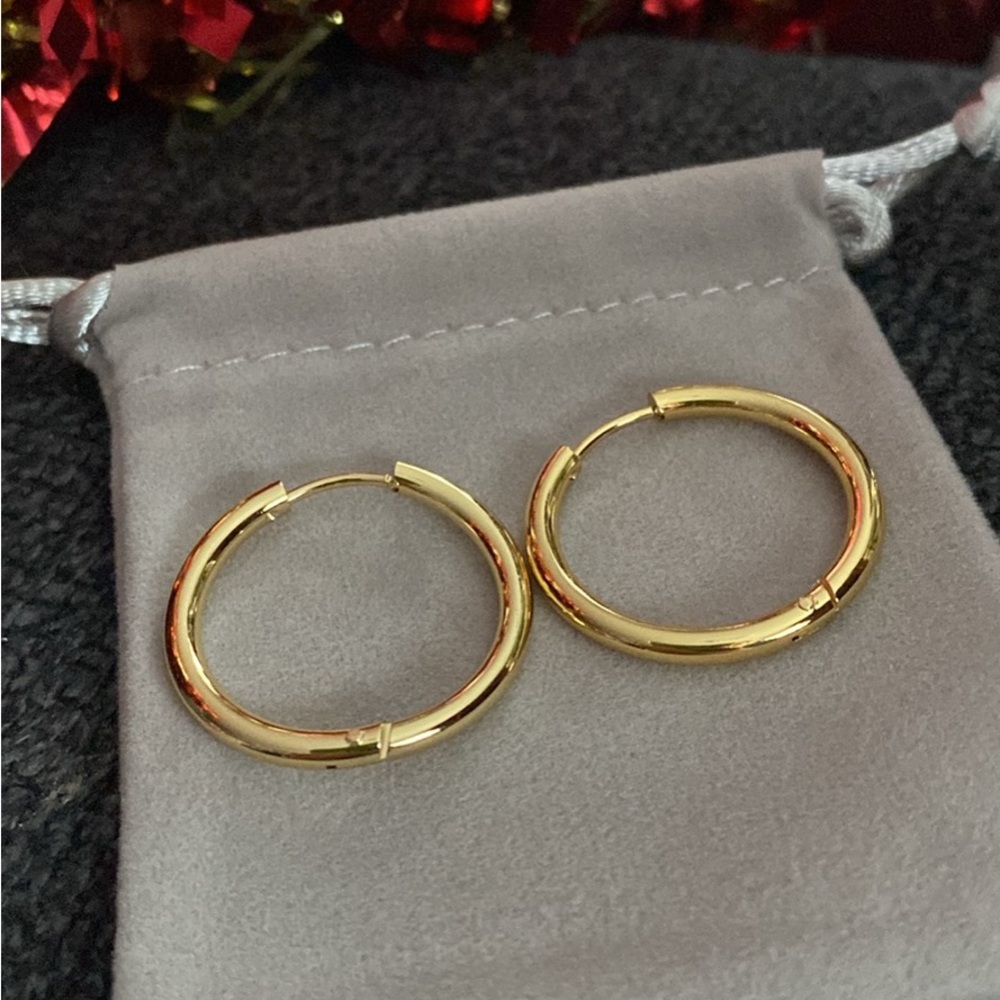 Elegant Gold Hoop Earrings - Picture 2 of 3